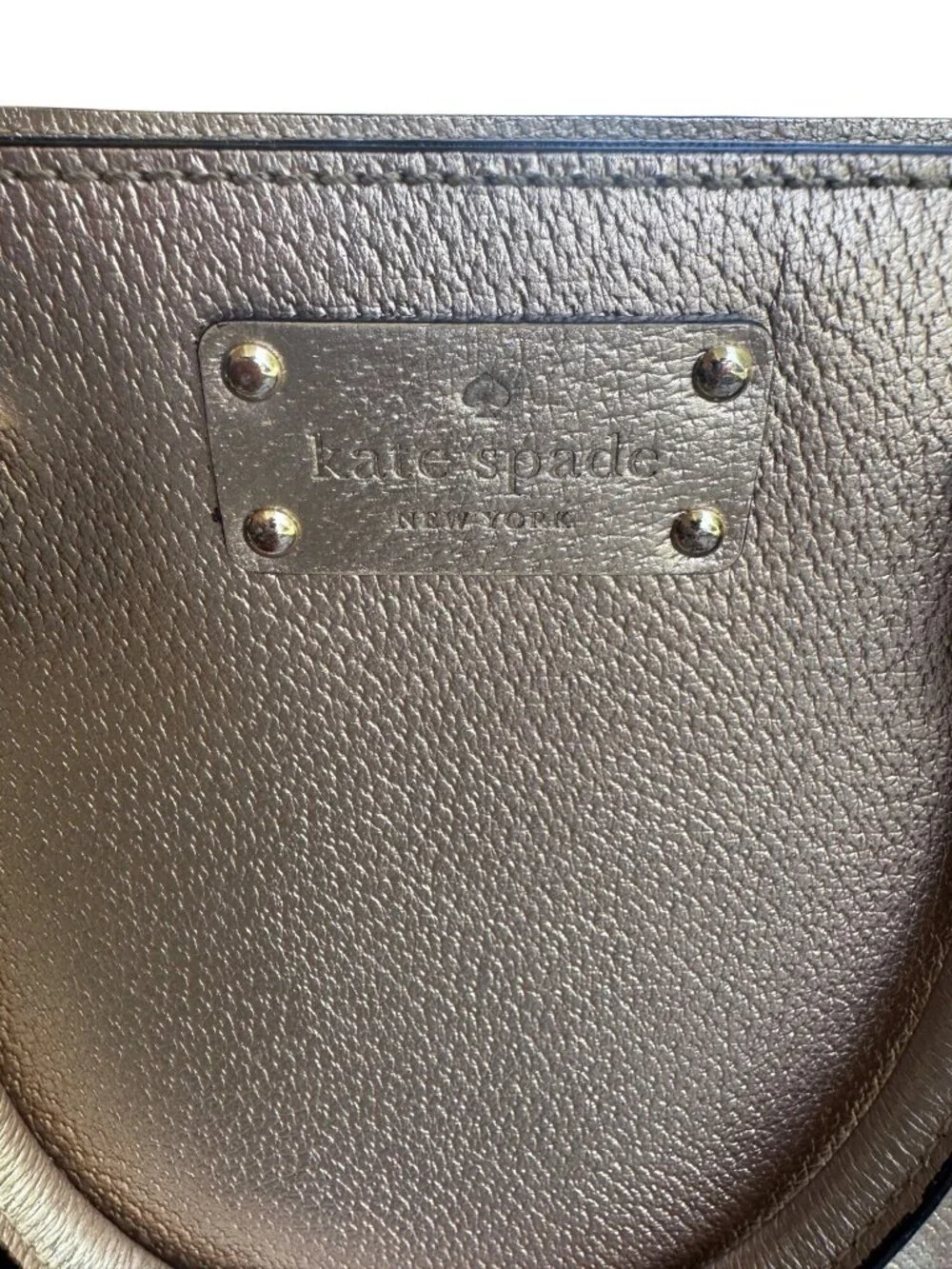 Kate Spade Gold Metallic Pebbled Leather Tote Satchel Crossbody Bag.